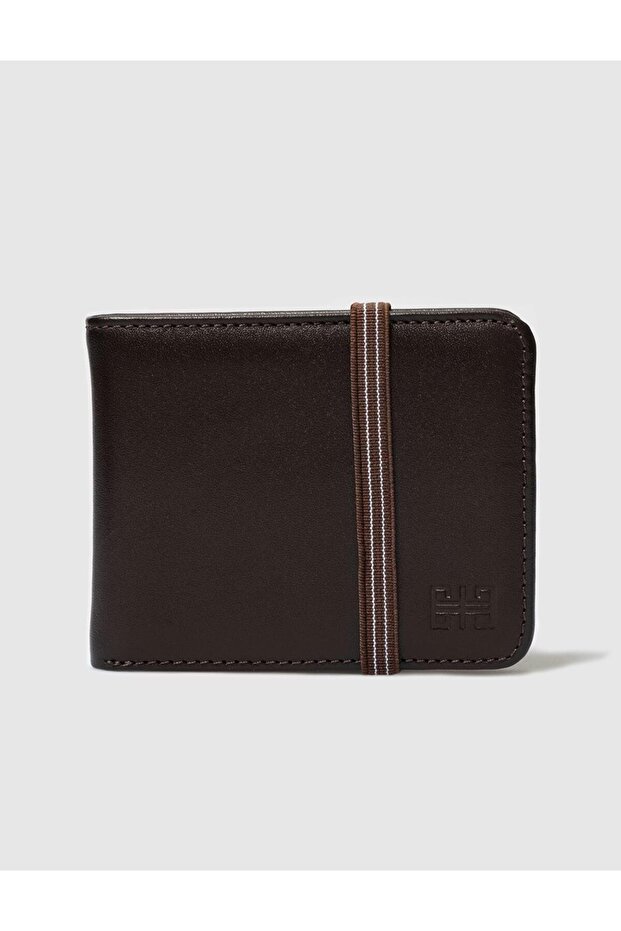 Genuine Leather Brown Elastic Men's Wallet
