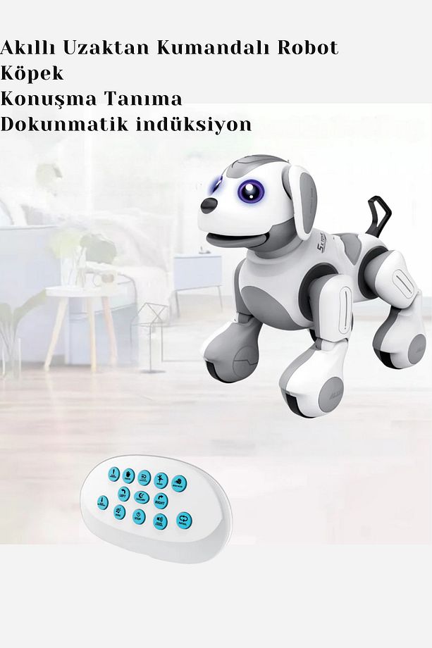 Oyuncak Sesli ve Işıklı Smart Dog Uzaktan Kumandalı Şarjlı İnteraktif Akıllı Sevimli Robot Köpek - 4