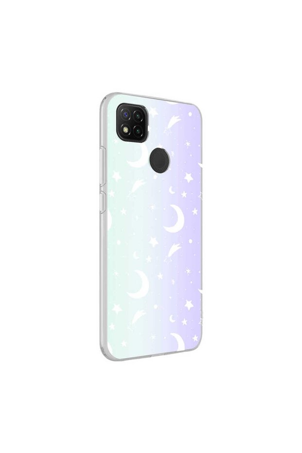 حافظة Redmi 9C متوافقة مع غطاء M-Blue منقوش - Moon No4