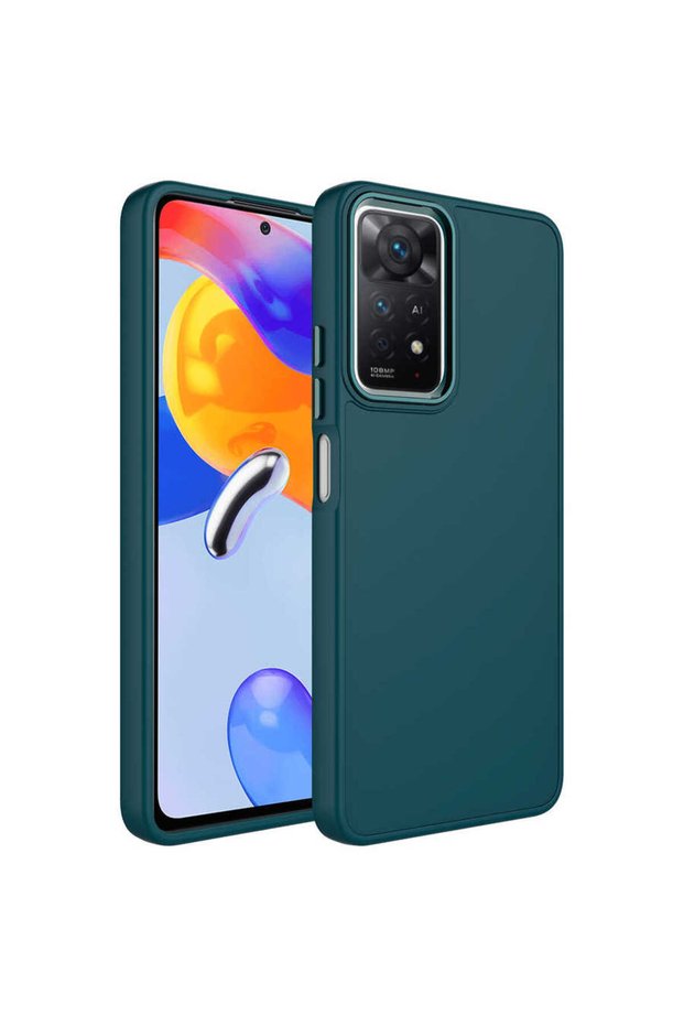 Compatible Case for Redmi Note 11 Global Silicone Luna Cover with Metal Frame and Button Design