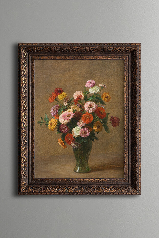 Zinnias - إطار منقوش عتيق