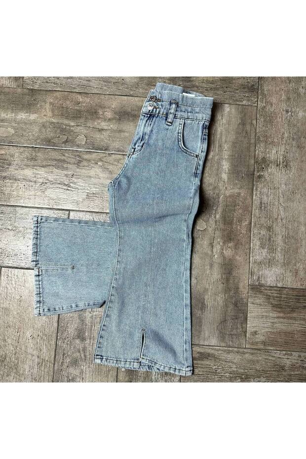 Yigit Butik Kız Çocuk İspanyol Paça Denim Pantolon - 3