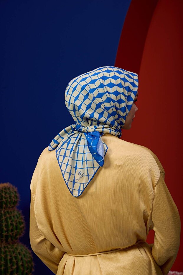 Thin Cotton Cube Patterned Scarf - 2