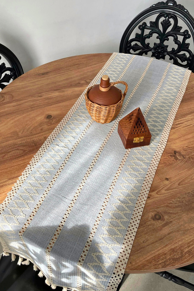 عداء قطني بنمط أصلي رمادي مقاس 35x140 - 6