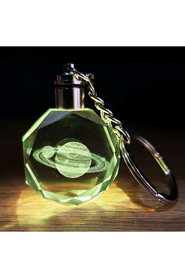 Saturn Planet Design Illuminated Keychain - 1