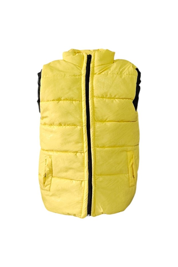 Boy's Trend Puffer Vest with Hoodless Pockets M00708 Yellow - Black