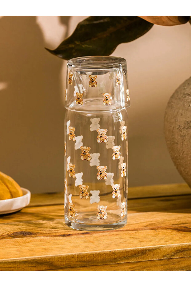 LCW HOME Bej Ayı Teddy Baskılı Cam Su Şişesi 700 Ml T T - 3