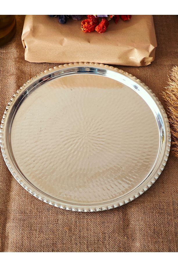Bakır Künefe Tepsi, Bakır Sunum Servis Tepsisi 40 cm - 2