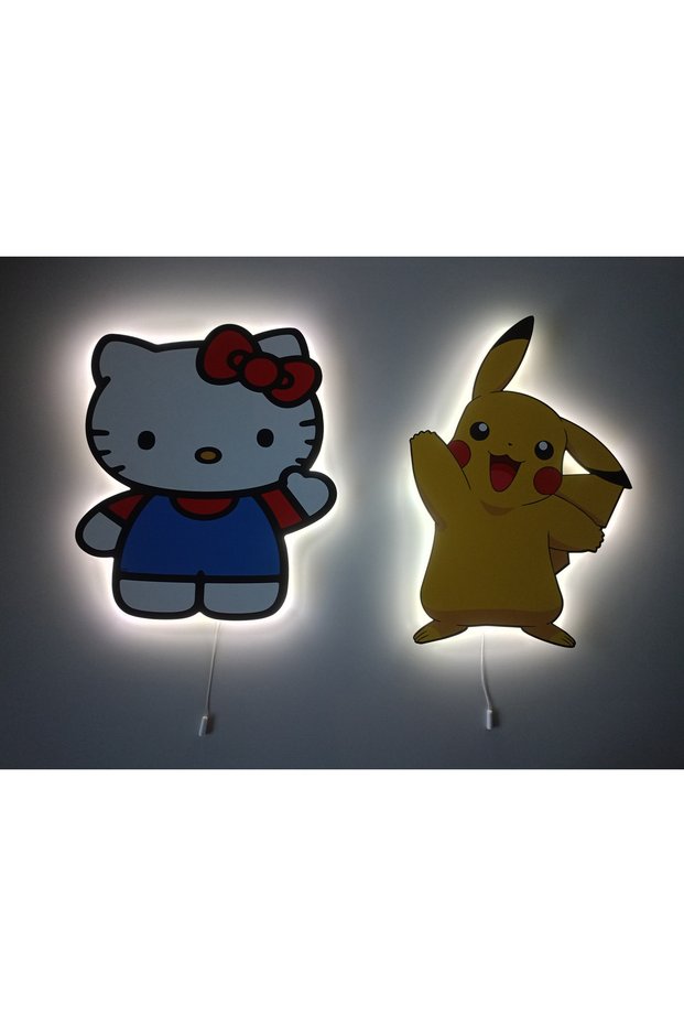Decorative Wooden Printed Character Children's Room Night Light (2 Pieces)