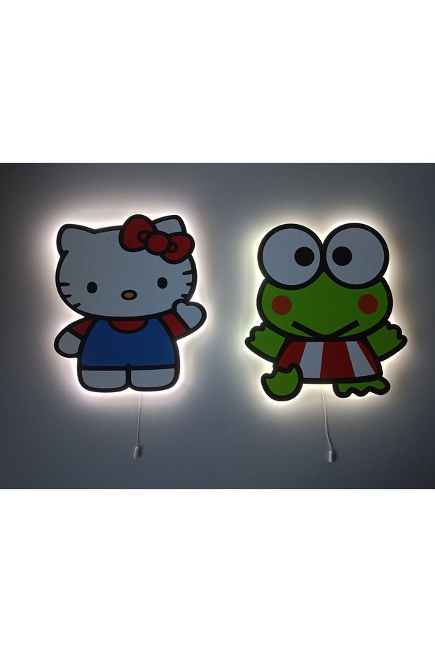 Decorative Wooden Printed Character Children's Room Night Light (2 Pieces)