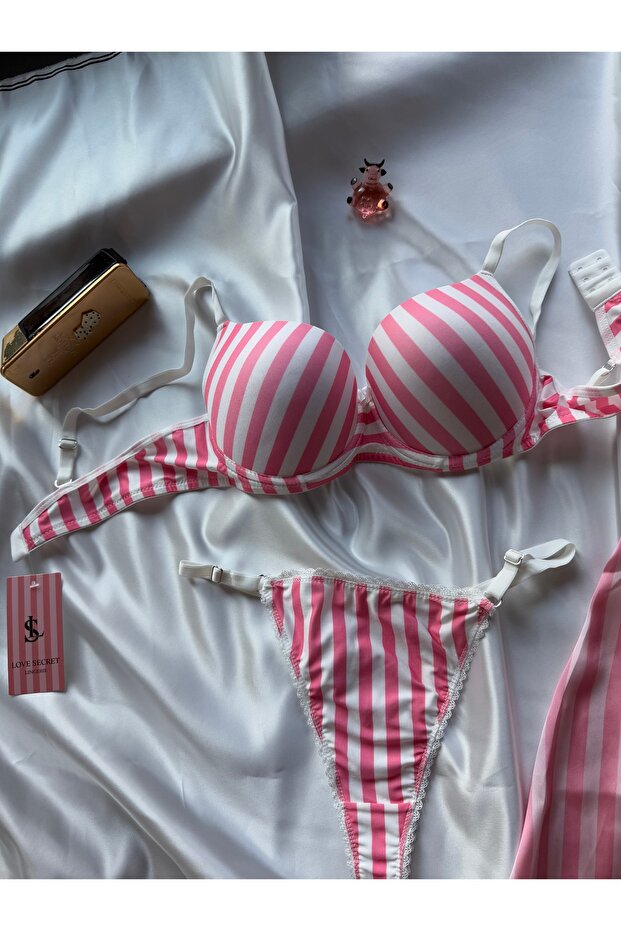 Ροζ ριγέ Σετ Σουίτερ - 3