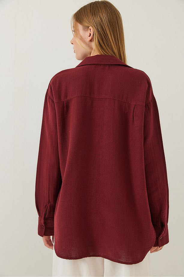 Kadın Tek Cepli Oversize Muslin Gömlek 2026 60271020 - 6
