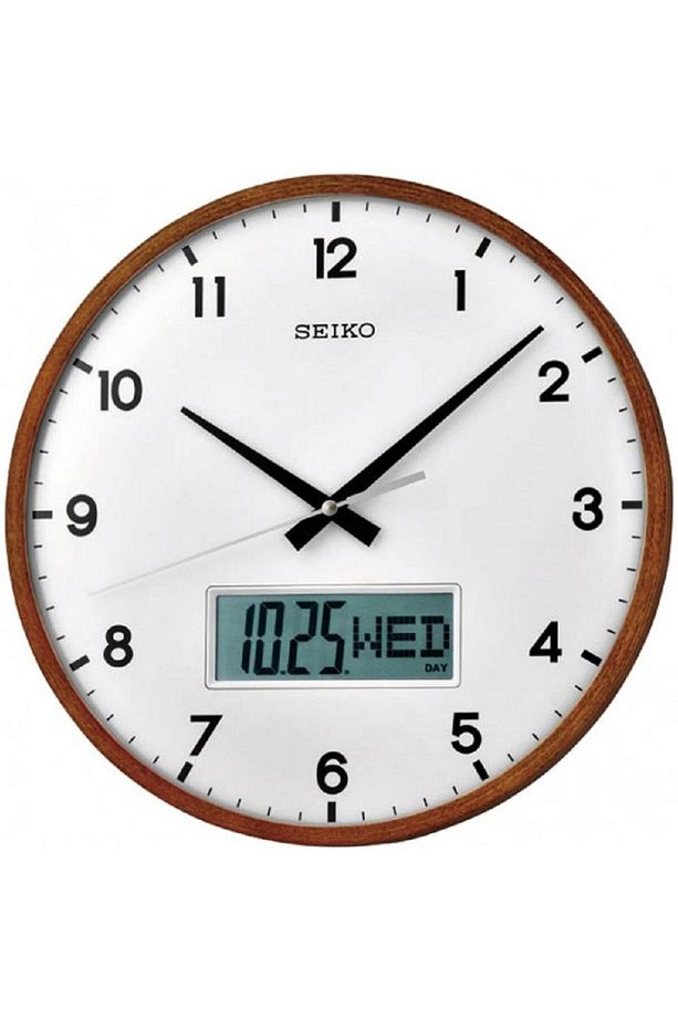 Clock Qxl008b Akçaağaç Ahşap Kasa Dijital Takvimli Duvar Saati - 1