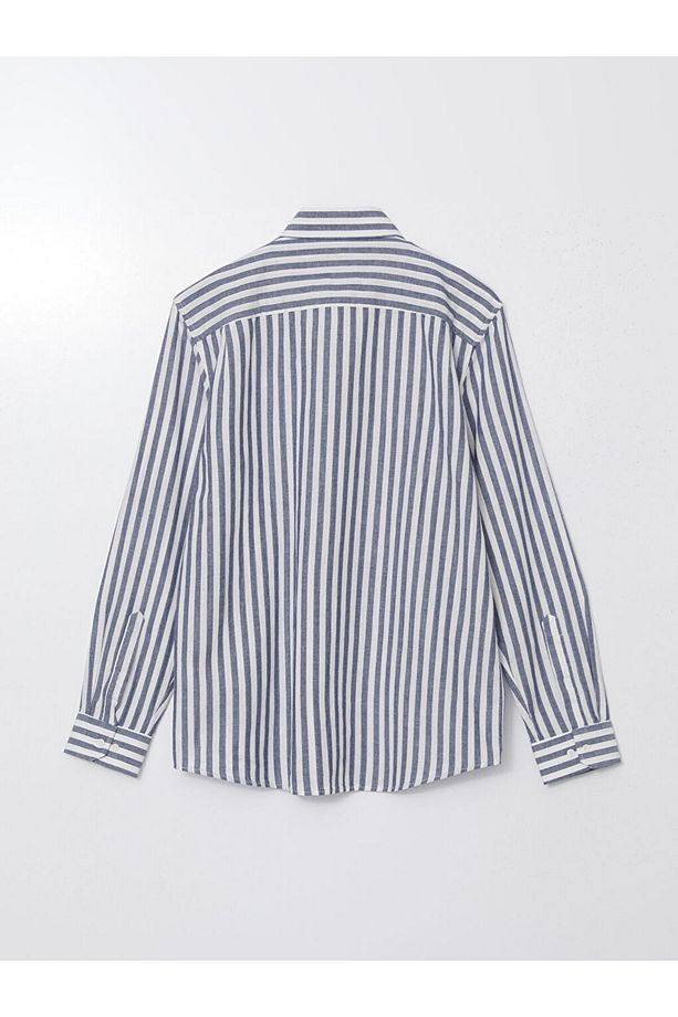 LCW Vision Regular Fit Uzun Kollu Çizgili Poplin Erkek Gömlek - 6