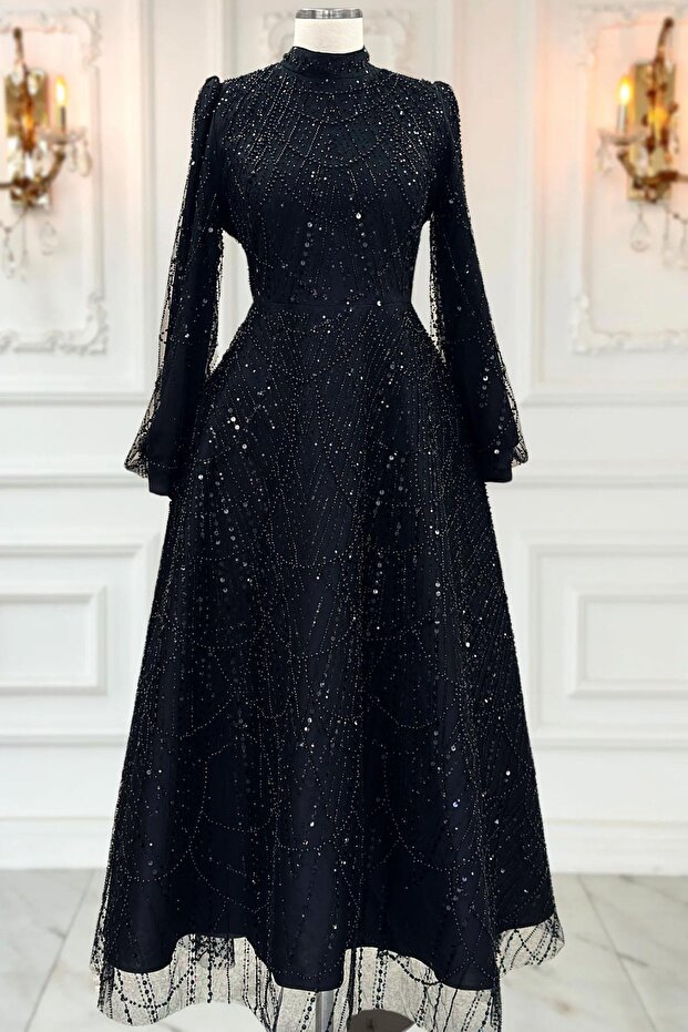 Karina Abiye Elbise Siyah - 1