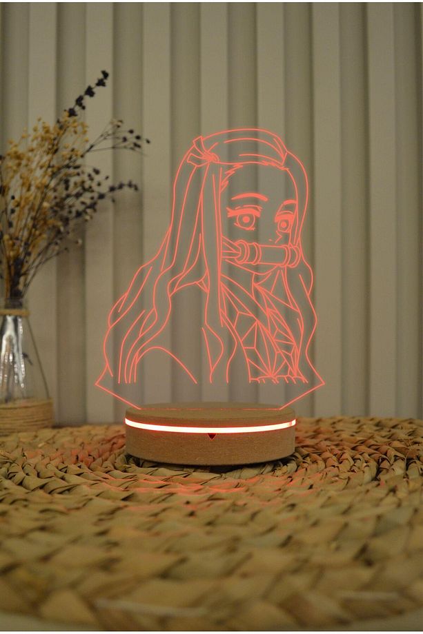 Nezuko , Demon Slayer - 3 Boyut Görünümlü 16 Renk Dekoratif Lamba Hediye 3d - 1