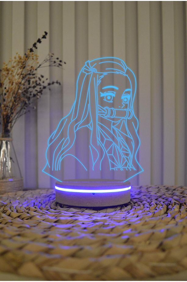 Nezuko , Demon Slayer - 3 Boyut Görünümlü 16 Renk Dekoratif Lamba Hediye 3d - 2