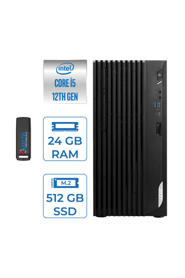 Pro DP180 Core I5 12400 24GB 512GB SSD UHD Grafik Windows 11 Home MS422XTRH04 + Zettausbbellek - 1