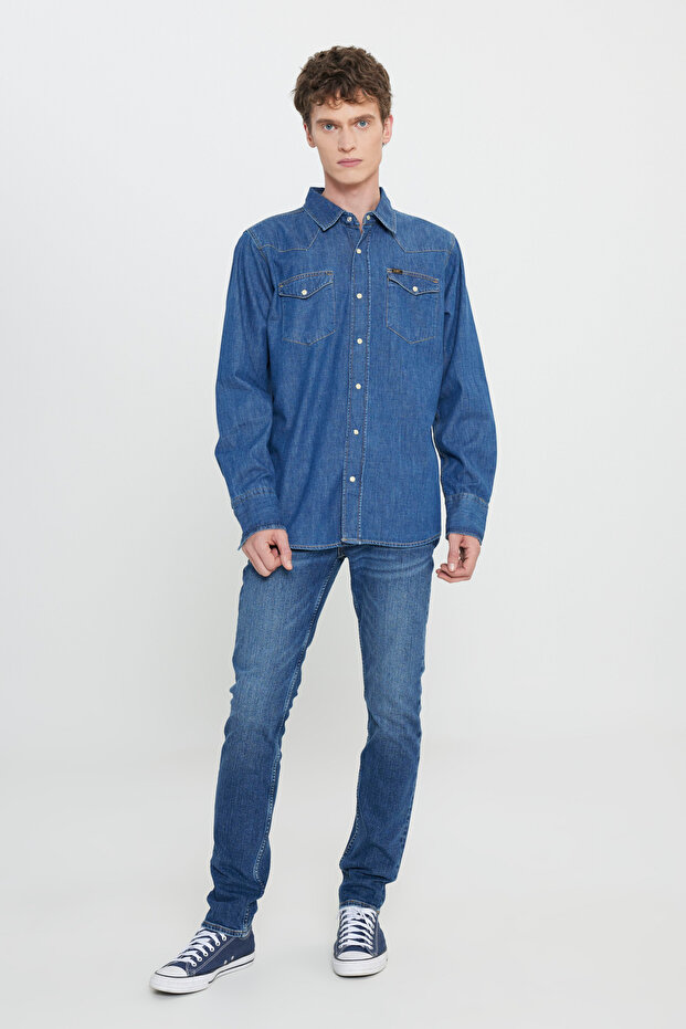 Erkek Regular Fit Denim Gömlek - 3