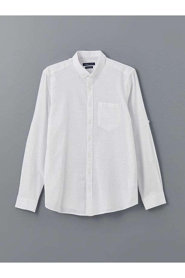 LCWAIKIKI Classic Regular Fit Uzun Kollu Keten Karışımlı Erkek Gömlek - 6