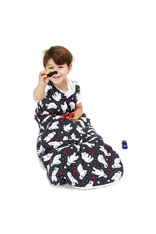 6-18ay, ÜRÜN Boyu 90cm, Fermuarlı, Çıtçıtlı, Elyaflı Kışlık Bebek Torba Uyku Tulumu - 3