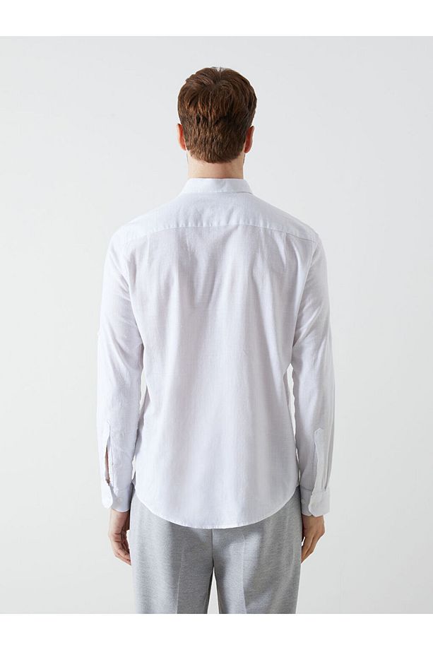 LCWAIKIKI Classic Regular Fit Uzun Kollu Keten Karışımlı Erkek Gömlek - 5