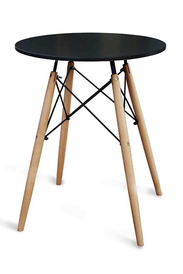 TJ HYT08 60DIA 60cm Round Pantry Table with Quad wooden Leg base - Black