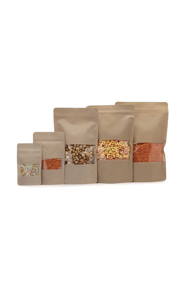 Pencereli Kraft Kilitli Doypack Ambalaj 8,5 X 14,5 2,5 Cm. 50 Gr. - 100 Adet - 3