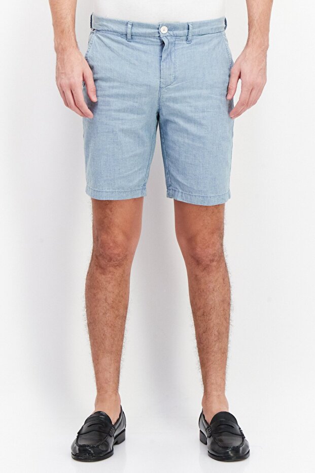 شورت رجالي أساسي قابل للتمدد، أزرق فاتح - 1