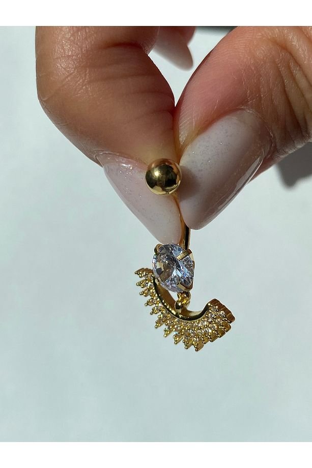 Çelik  Yelpaze Gold Göbek Piercingi - 3