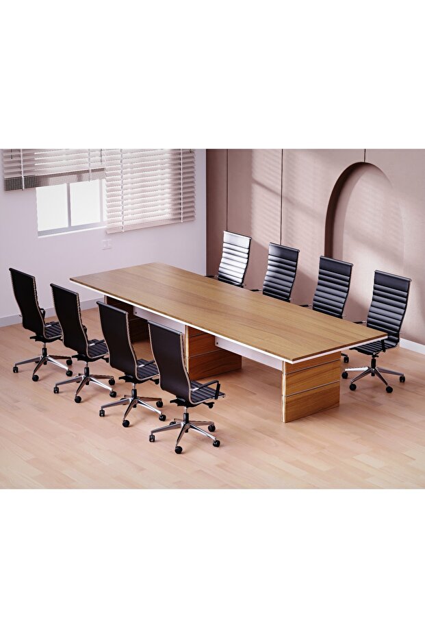 Zelda Conference Table | Office Conference cum Meeting Table, Natural Dijon Walnut_360cm