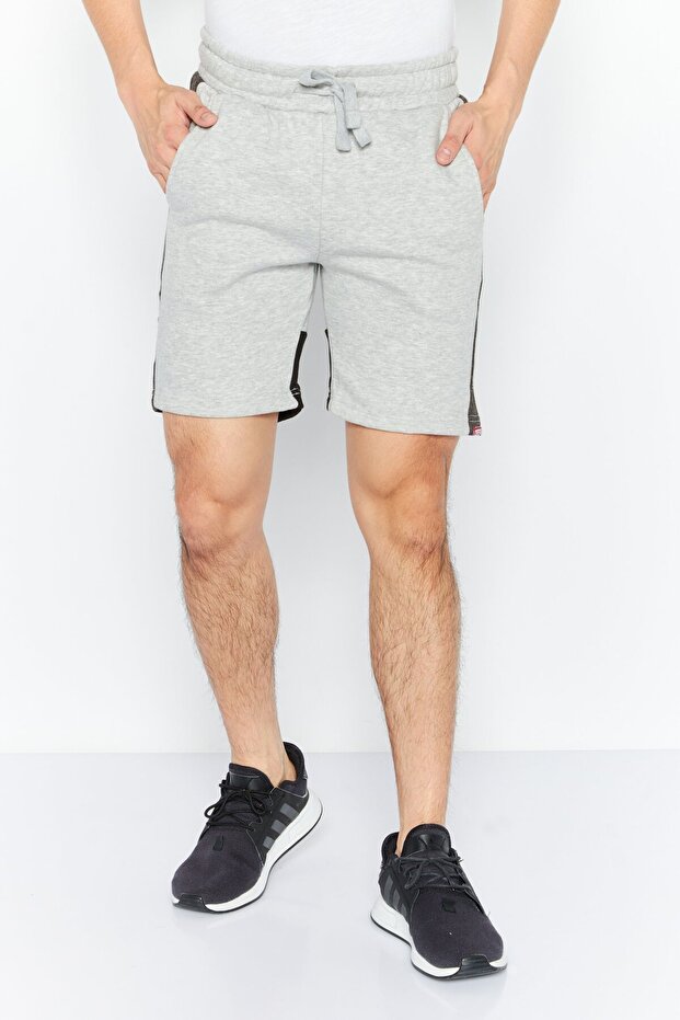 Men Heather Basic Shorts, Grey - 1