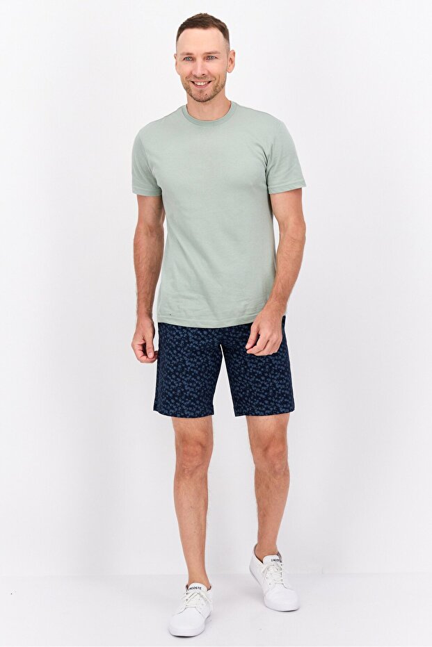 Men All Over Printed Basic Shorts, Navy - 2