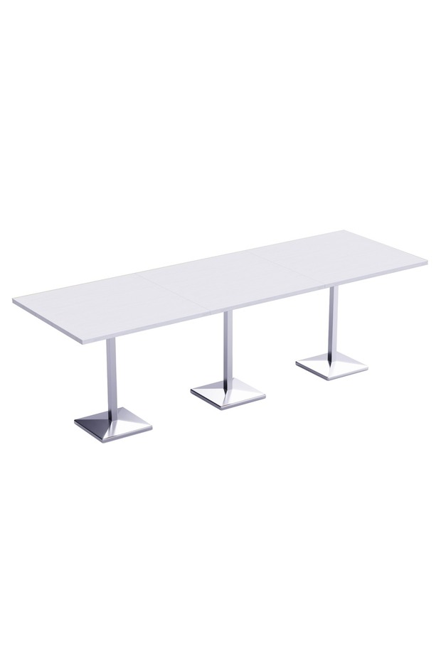 Bar Table Square Base 12 Seater Cocktail Bistro Table for Pub_White