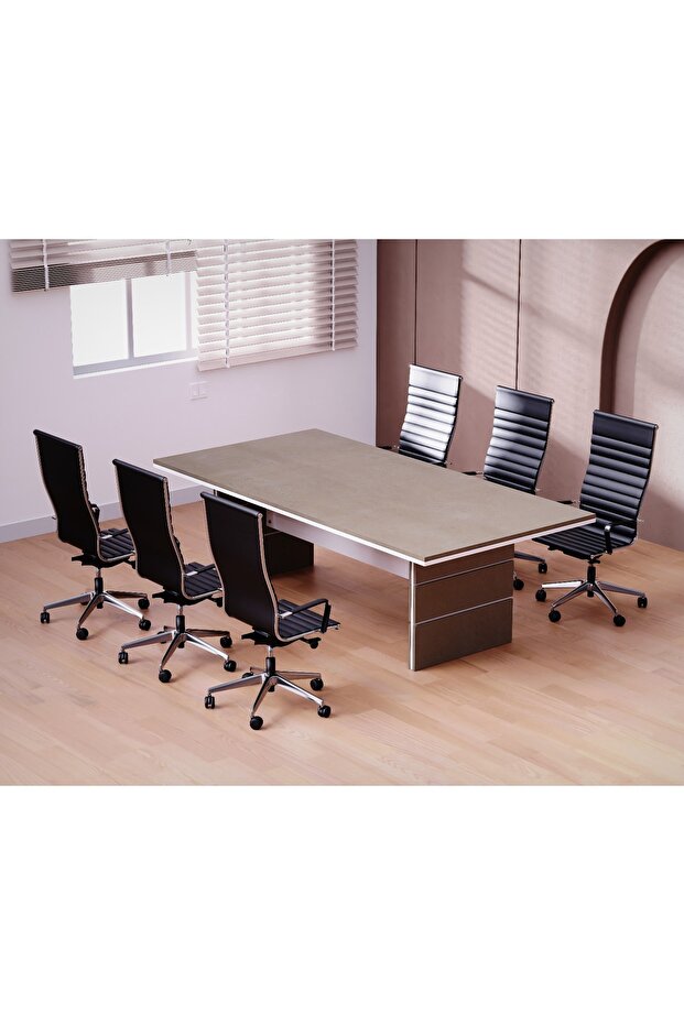 Zelda Conference Table | Office Conference cum Meeting Table, Light Concrete_240cm