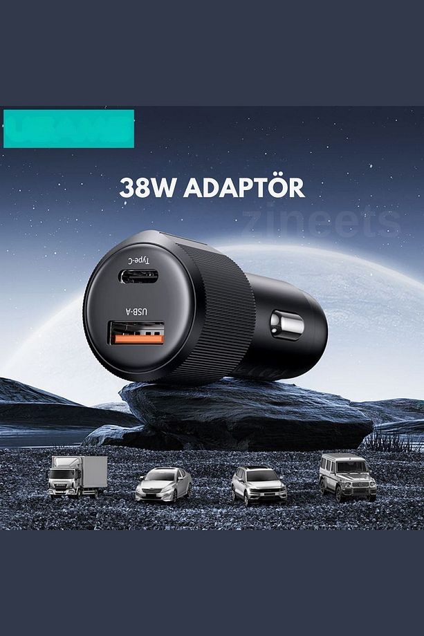 38W Hızlı Şarj  1 Type-c Ve 1 Usb Çıkışlı Araba Çakmaklık Şarj Aleti FAST Android Ve İphone - 2