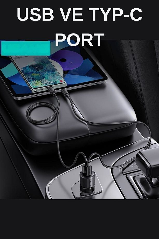 38W Hızlı Şarj  1 Type-c Ve 1 Usb Çıkışlı Araba Çakmaklık Şarj Aleti FAST Android Ve İphone - 4