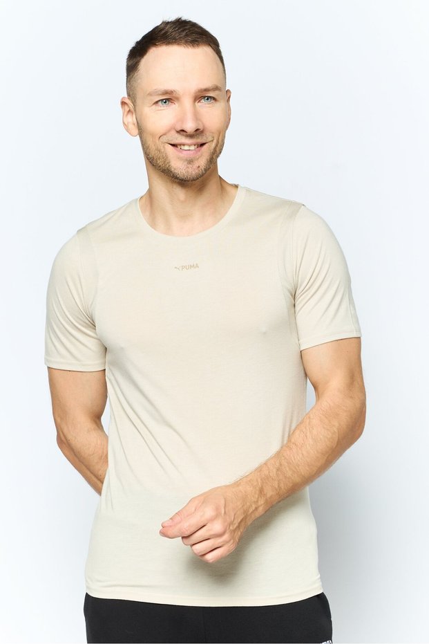 Men Sportswear Fit Short Sleeves Outdoor T-Shirt, Beige