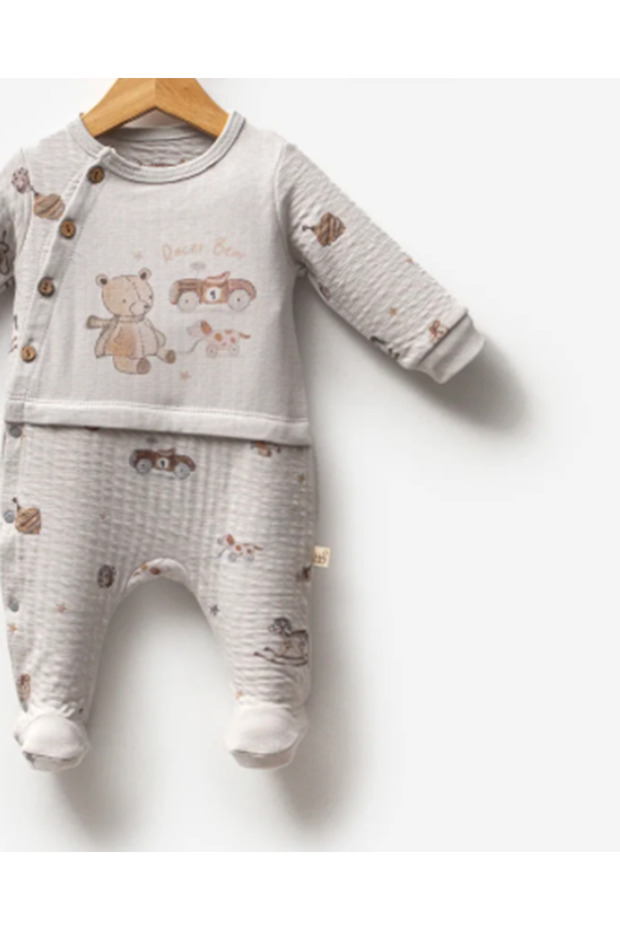 Şapkalı Önden Düğmeli Tulum - 2