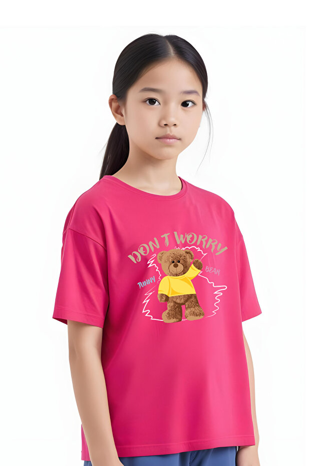 Don'T Worry Printed Girls' Short Sleeve T-Shirt