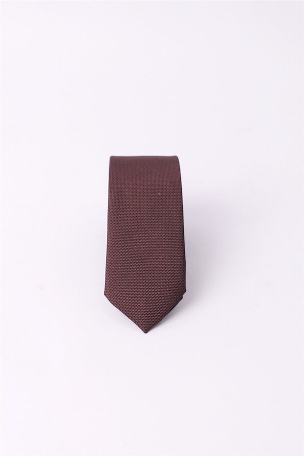 ربطة عنق بنية اللون منقوشة ذاتيًا للرجال - 1