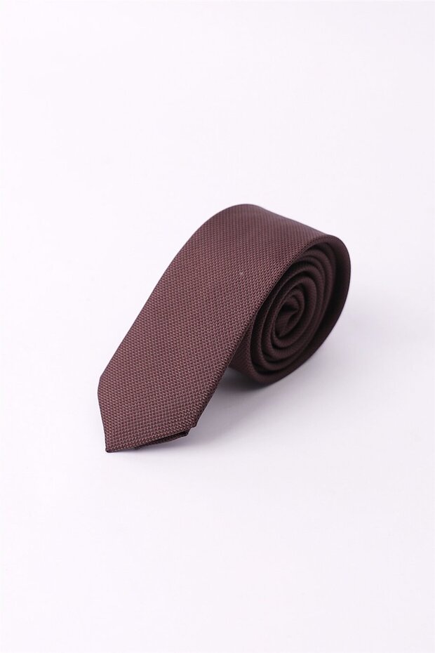 ربطة عنق بنية اللون منقوشة ذاتيًا للرجال - 2