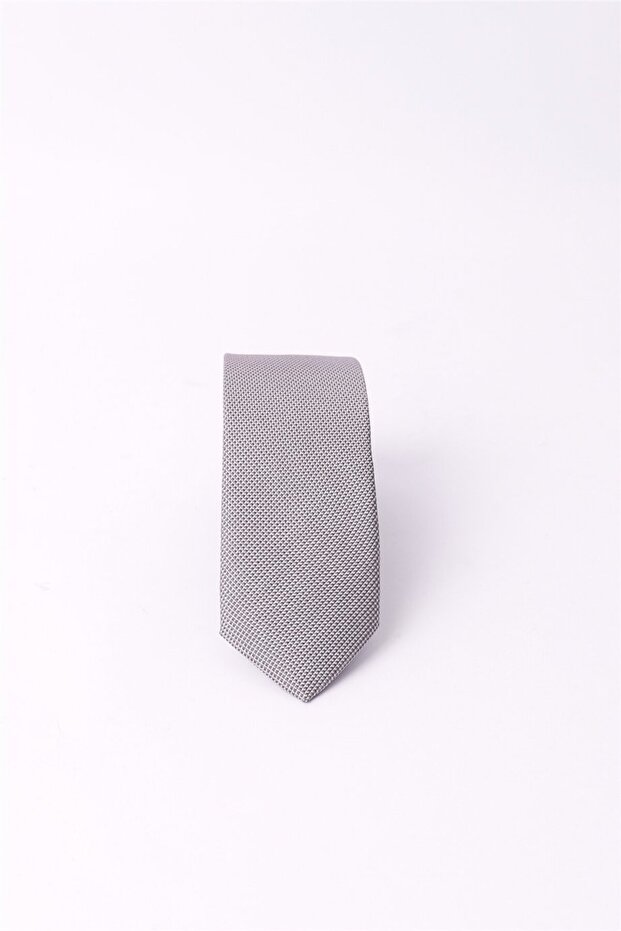 Self-Patterned Plain Men's Gray Tie - 1