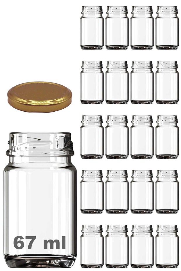 67 ml Metal Gold Gold Lid Shot Bottle 67 Cc Transparent Small Jar 20 Pieces