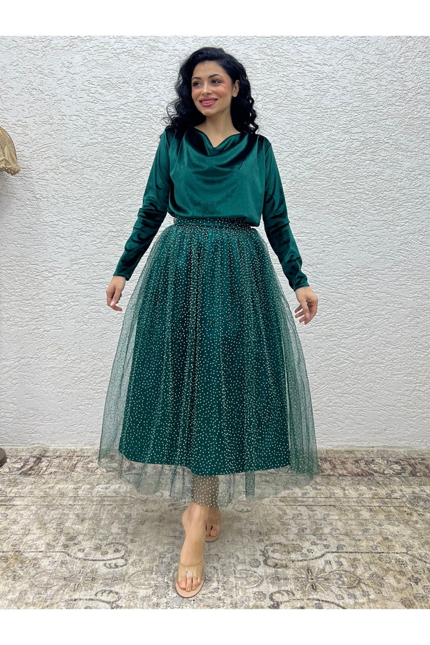Green Tulle Glitter Skirt