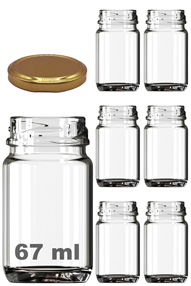 67 ml Metal Gold Gold Lid Shot Bottle 67 Cc Transparent Small Jar 6 Pieces
