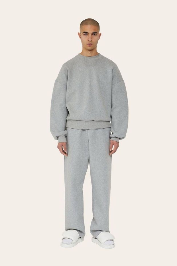 Men's Gray Relaxed Cut Straight Leg Cotton Sweatpants