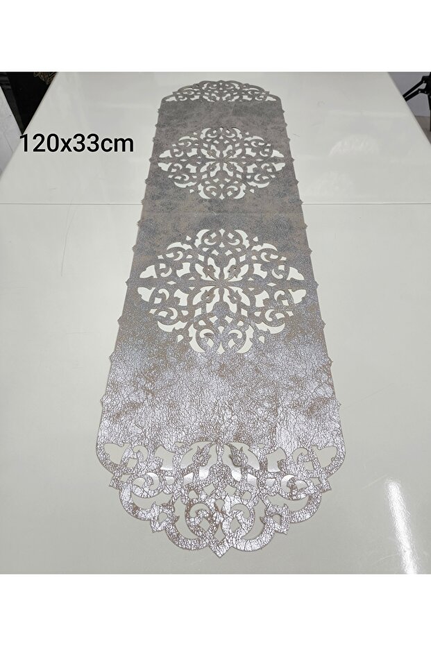 120X33Cm Silver Tumbled Runner - 1