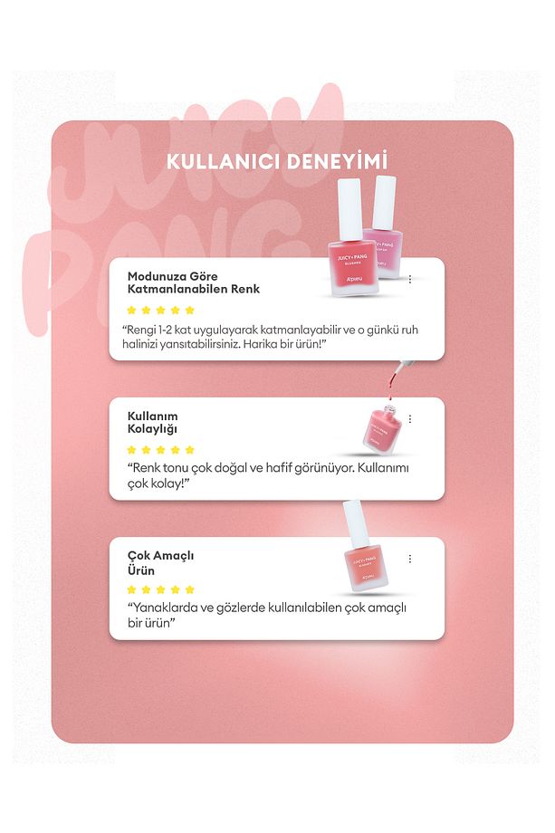 Meyve Kokulu, Nemlendirici, Doğal Görünümlü Sıvı Allık A'pıeu Juicy-pang Water Blusher (PK03) - 7