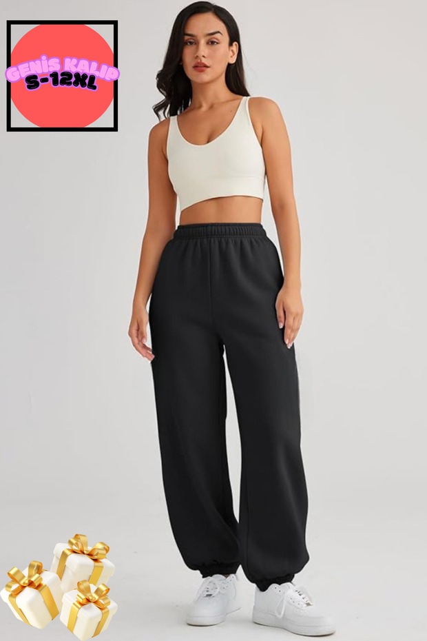 Bol Kalıp Sweatpants Baggy Sweatpants Jogger Black
